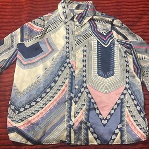 Geometric Patterned Button-Up Shirt